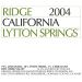Ridge Lytton Springs 2004 Front Label
