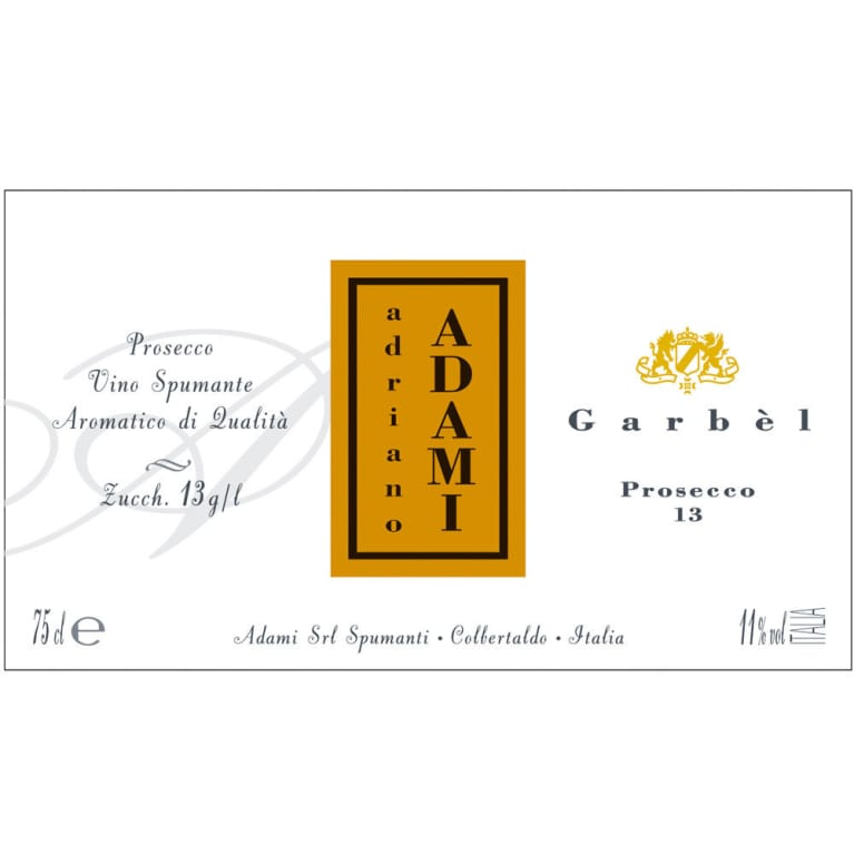 Adami Garbel Brut Prosecco Front Label