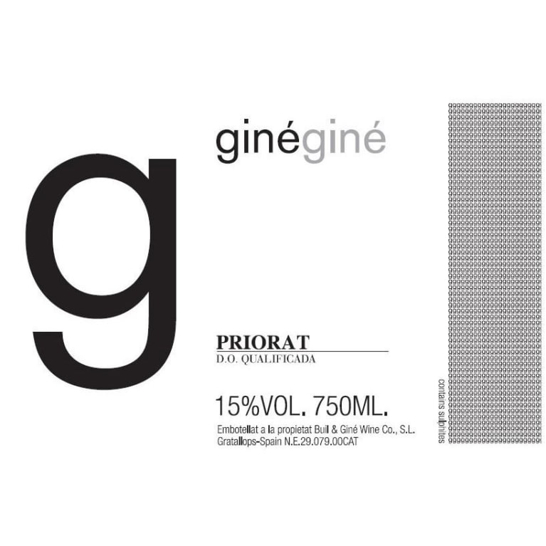 Buil and Gine Priorat Gine Gine 2015 Front Label