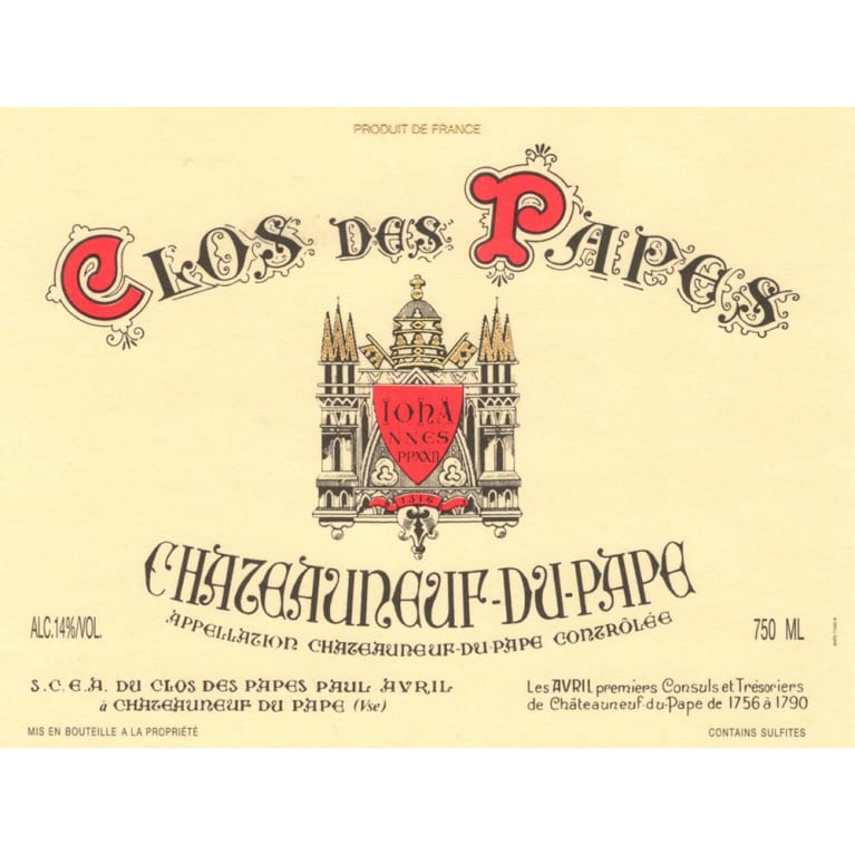 Clos des Papes Chateauneuf-du-Pape (1.5 Liter Magnum) 2003 Front Label