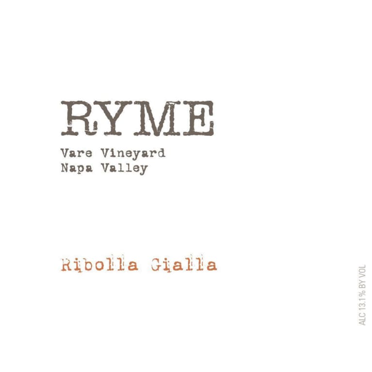 Ryme Vare Vineyard Ribolla Gialla 2014 Front Label