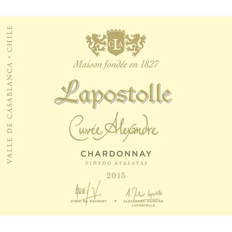 Lapostolle Cuvee Alexandre Chardonnay 2015 Front Label
