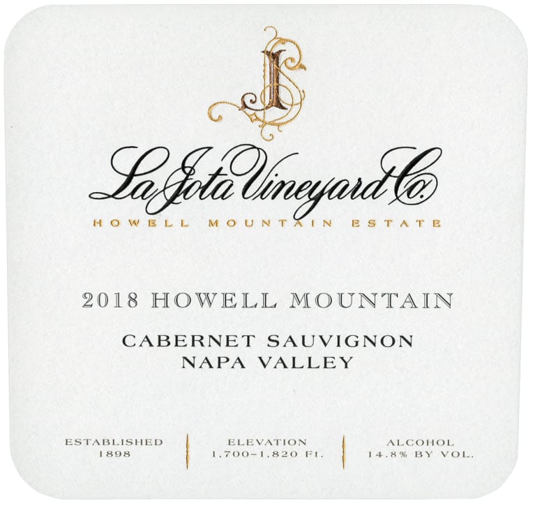La Jota Howell Mountain Cabernet Sauvignon 2018 Front Label