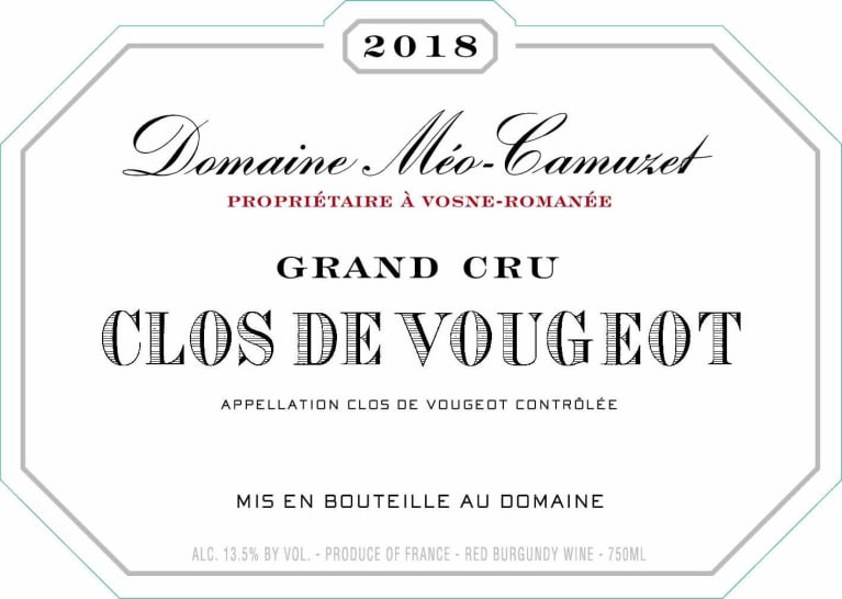 Domaine Meo-Camuzet Clos de Vougeot Grand Cru 2018 Front Label