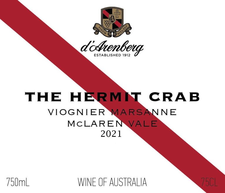 d'Arenberg The Hermit Crab Viognier Marsanne 2021 Front Label