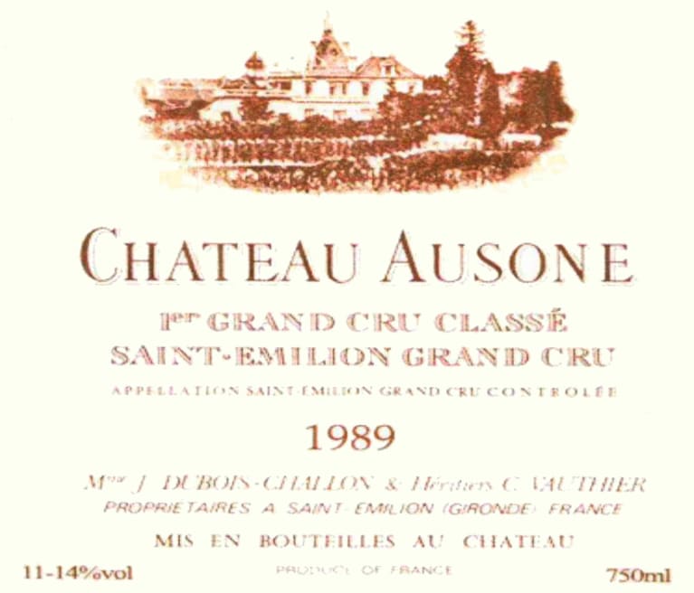 Chateau Ausone (scuffed labels) 1989 Front Label