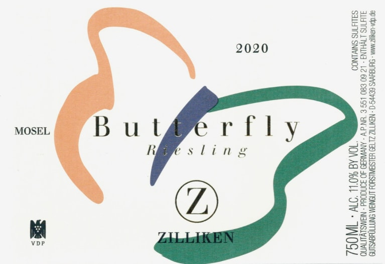 Zilliken Butterfly Mosel Riesling 2020 Front Label