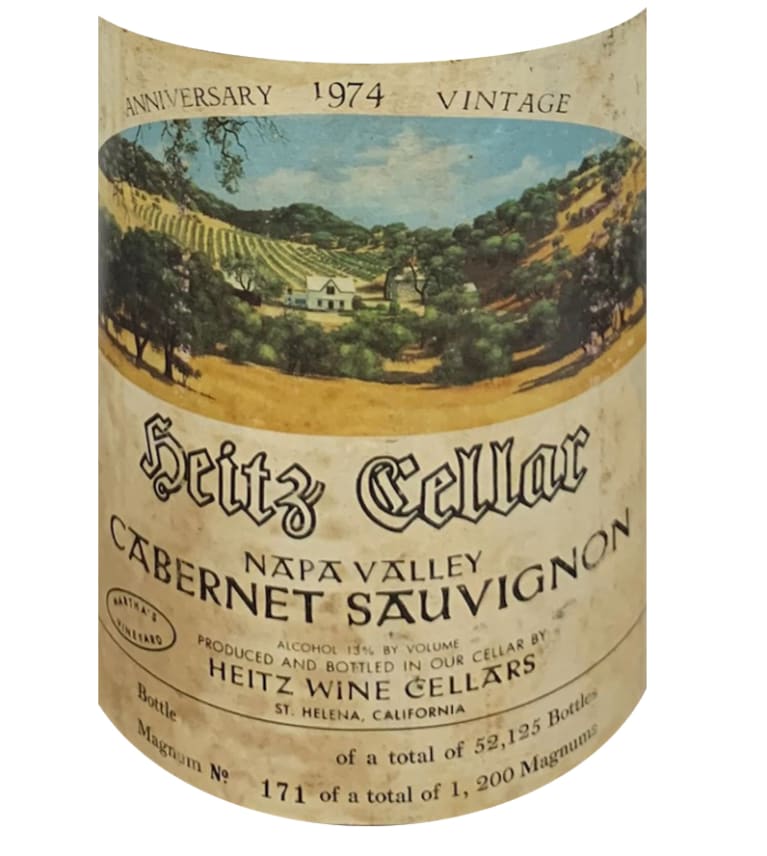 Heitz Cellar Martha's Vineyard Cabernet Sauvignon (bin soiled label) 1974 Front Label