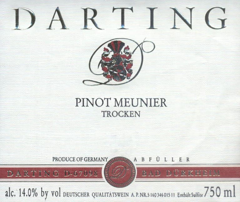 Weingut Darting Durkheimer Pinot Meunier 2018 Front Label