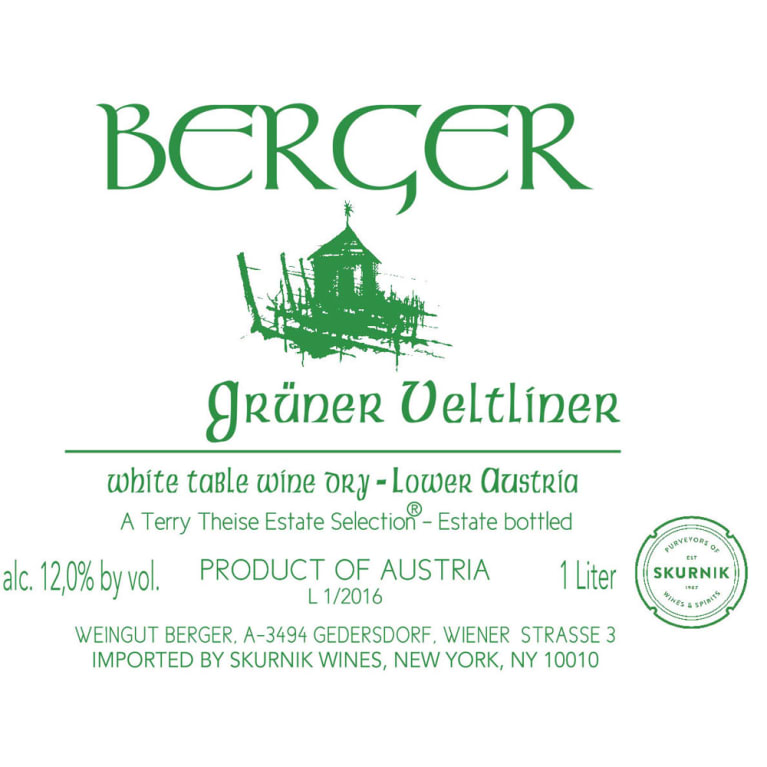 Berger Gruner Veltliner (1 Liter) 2020 Front Label