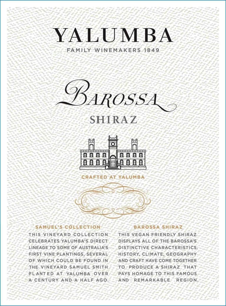 Yalumba Samuel's Collection Shiraz 2018 Front Label