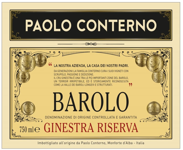 Paolo Conterno Barolo Ginestra Riserva 2013 Front Label
