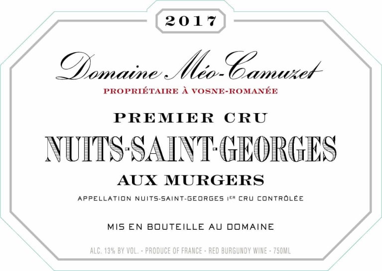 Domaine Meo-Camuzet Nuits-St-Georges Aux Murgers Premier Cru 2017 Front Label