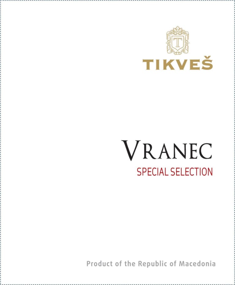Tikves Vranec Special Selection 2018 Front Label