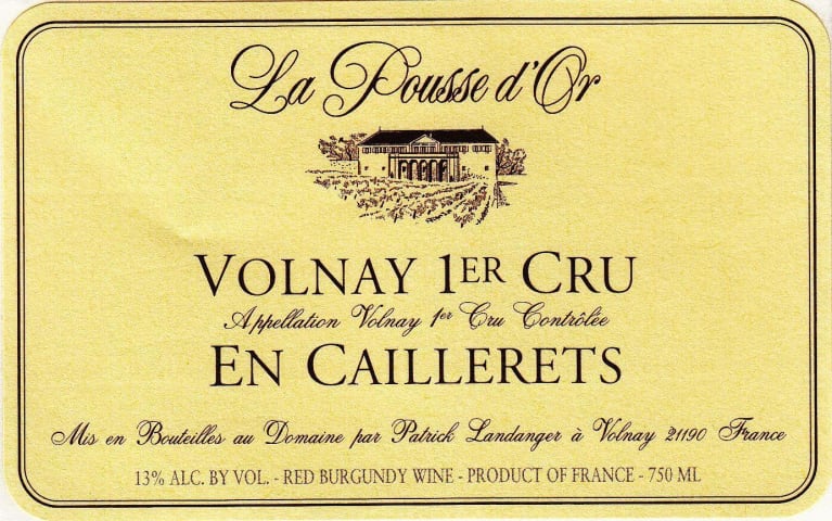 Domaine de la Pousse d'Or Volnay En Caillerets Premier Cru 2020 Front Label