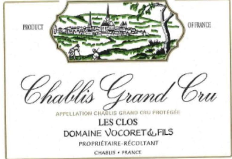 Vocoret Chablis Les Clos Grand Cru 2020 Front Label