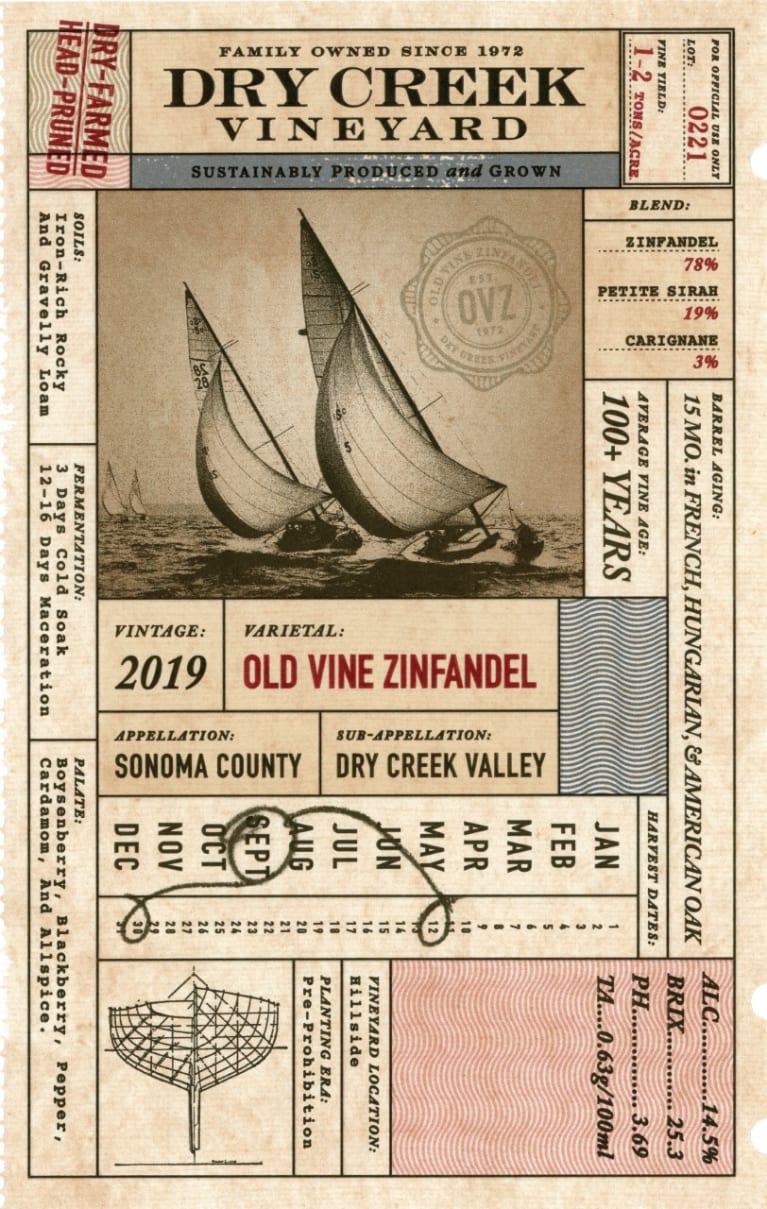 Dry Creek Vineyard Old Vine Zinfandel 2019 Front Label