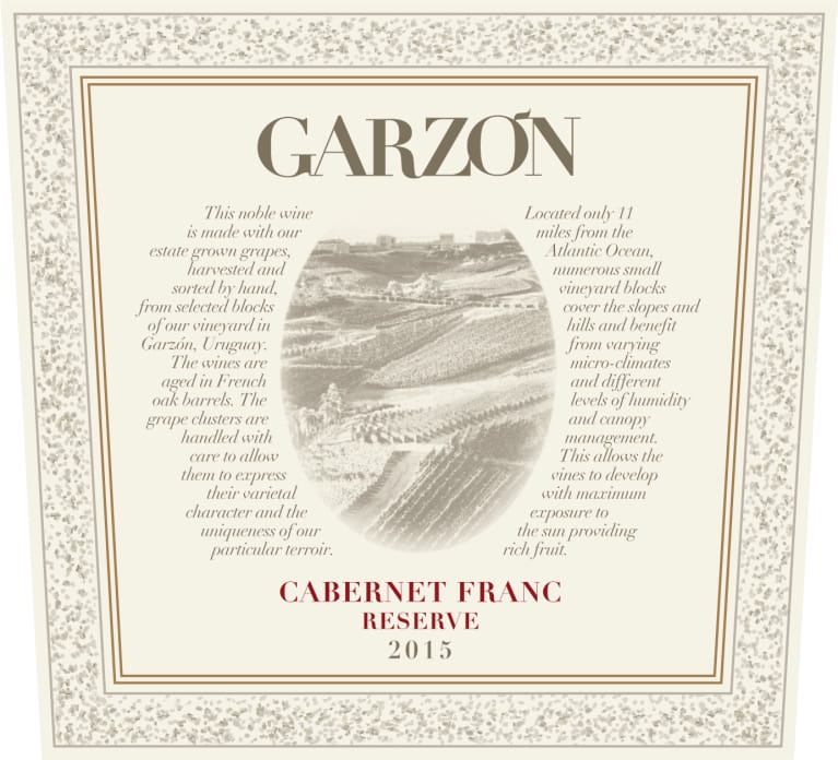 Bodega Garzon Uruguay Reserve Cabernet Franc 2015 Front Label