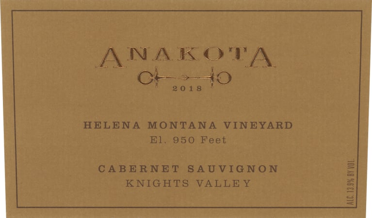 Anakota Helena Montana Vineyard Cabernet Sauvignon 2018 Front Label