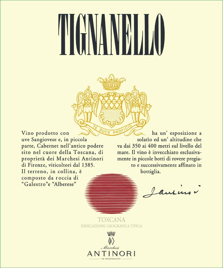 Antinori Tignanello 2019 Front Label