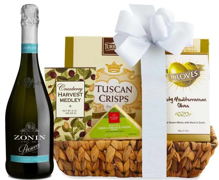 wine.com 90 Point Prosecco & Cheese Gift Basket Gift Product Image