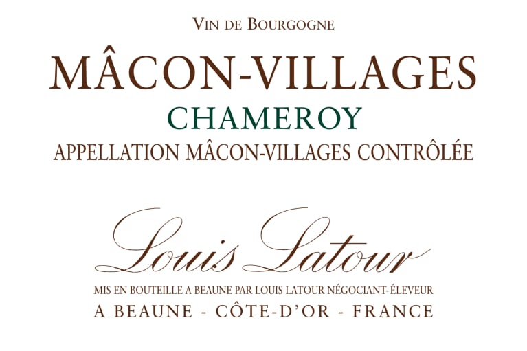 Louis Latour Macon-Villages Chameroy 2020 Front Label