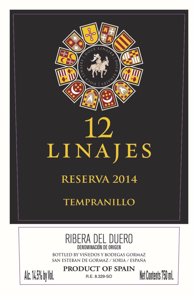 12 Linajes Reserva 2014 Front Label