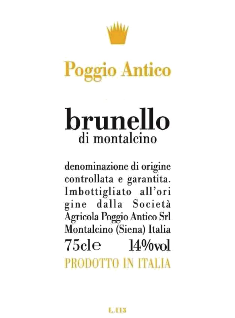 Poggio Antico Brunello di Montalcino 2017 Front Label