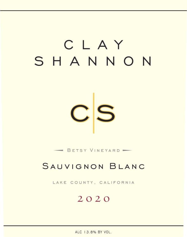 Clay Shannon Betsy Vineyard Sauvignon Blanc 2020 Front Label