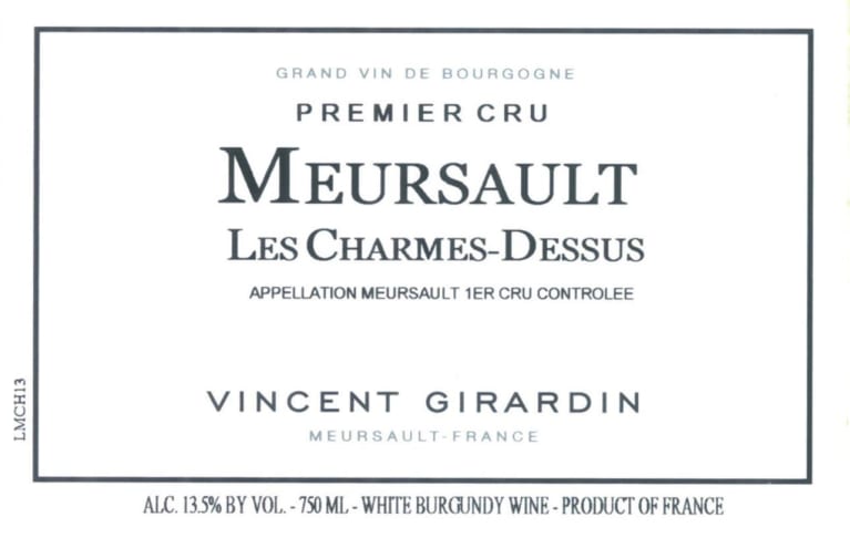 Vincent Girardin Meursault Les Charmes Dessus Premier Cru 2019 Front Label