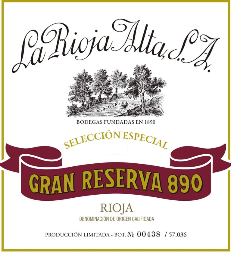 La Rioja Alta Gran Reserva 890 Tinto 2010 Front Label