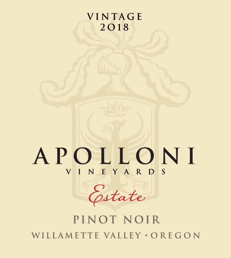 Apolloni Vineyards Estate Pinot Noir 2018 Front Label