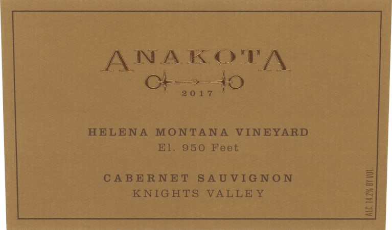 Anakota Helena Montana Vineyard Cabernet Sauvignon 2017 Front Label