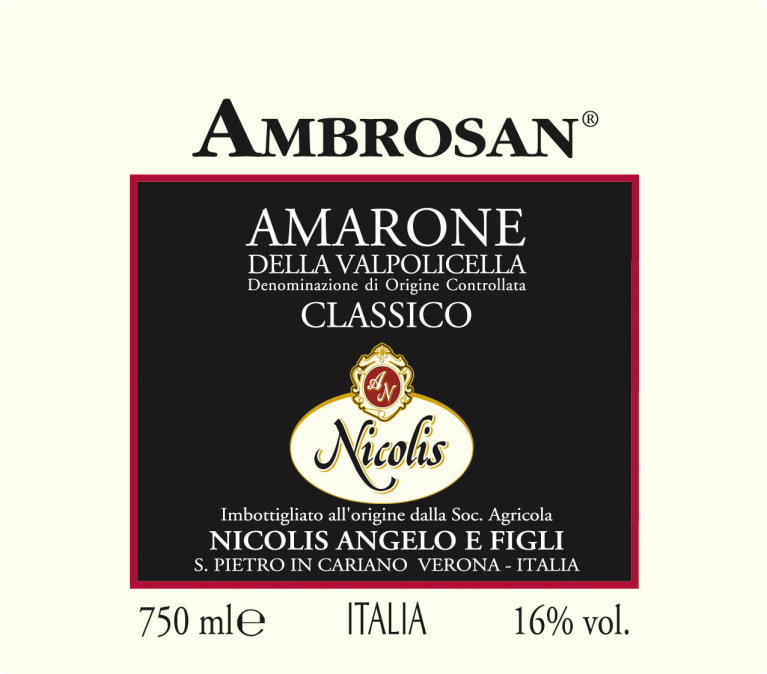 Nicolis Ambrosan Amarone della Valpolicella Classico 2011 Front Label