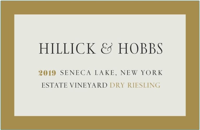 Hillick and Hobbs Estate Vineyard Riesling 2019 Front Label