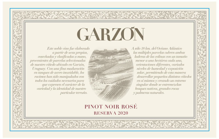Bodega Garzon Uruguay Reserve Pinot Noir Rose 2020 Front Label