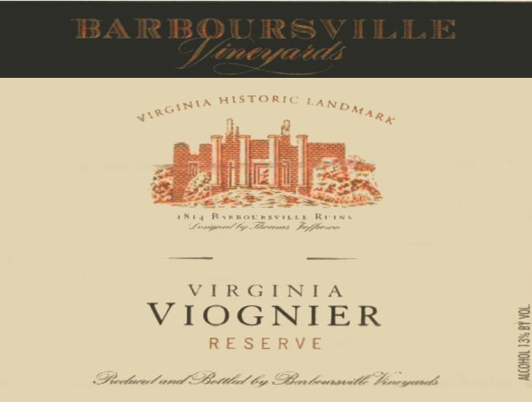 Barboursville Reserve Viognier 2021 Front Label
