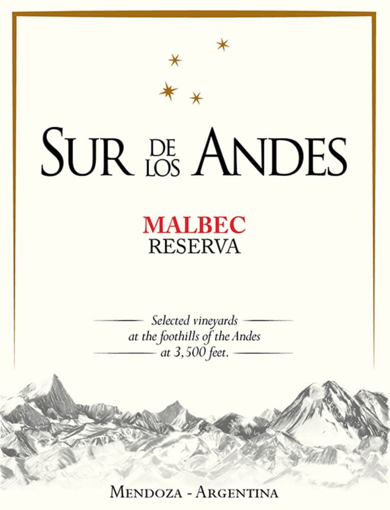 Sur de los Andes Reserva Malbec 2018 Front Label