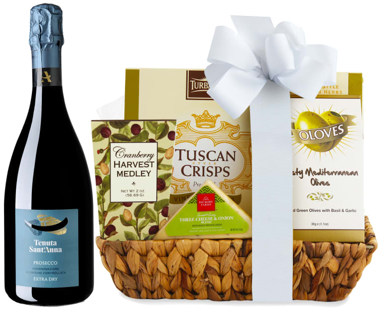 wine.com 90 Point Prosecco & Cheese Gift Basket Gift Product Image
